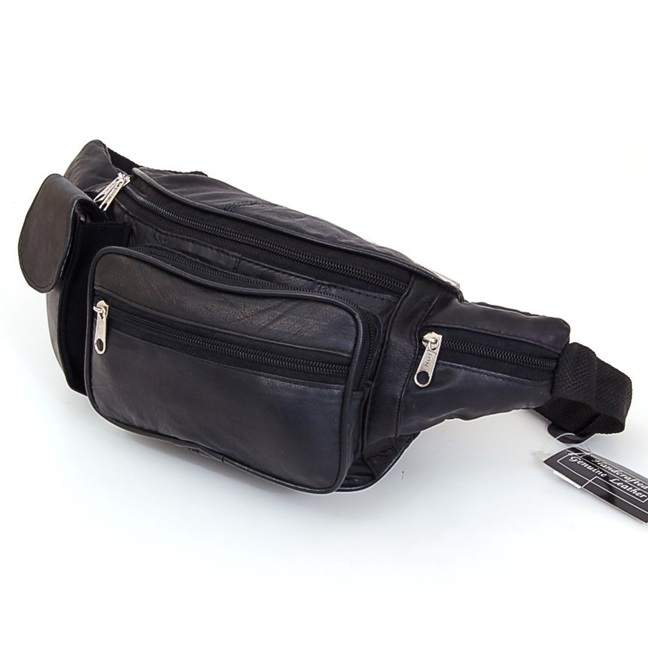 Leather Fanny Pack Waist Bag Folding Water & Phone Pockets Adj up to 52